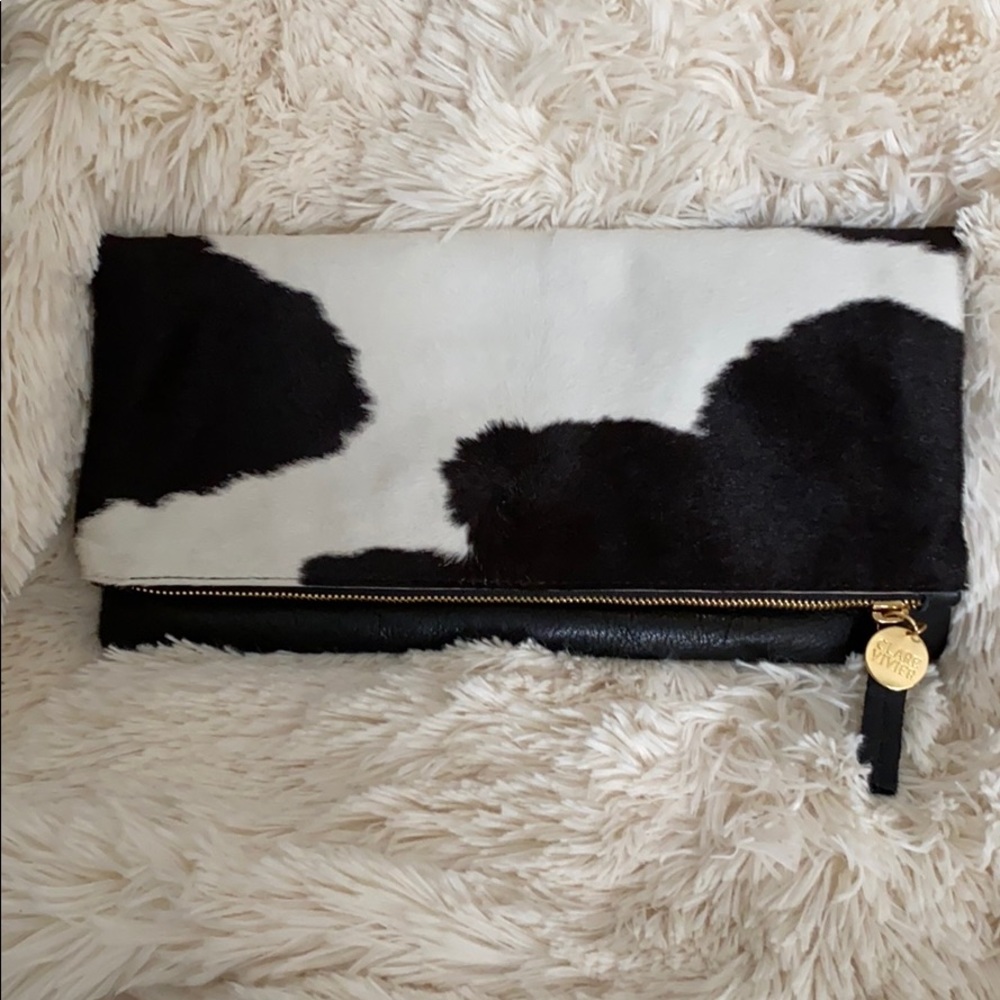 Clare Vivier cow print folded clutch